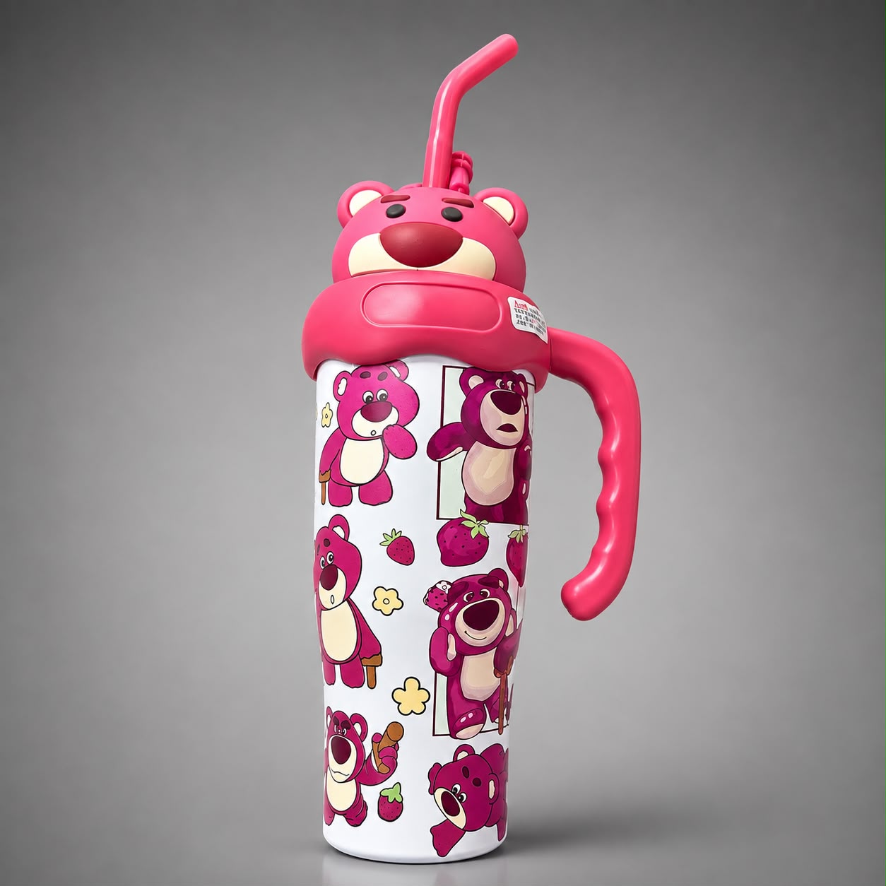 Pink Bear Stainless Steel Tumblem With Straw