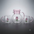 Pink Flower Glass Jug & 6 Glass set