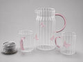 Pink Butterfly Glass Jug & 6 Glass Set