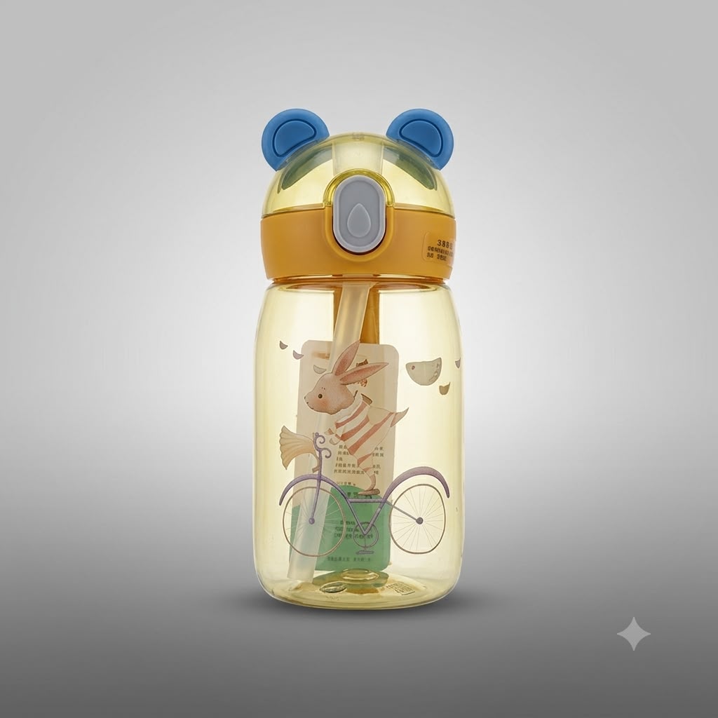 Bear Ear Kids Straw Water Bottle