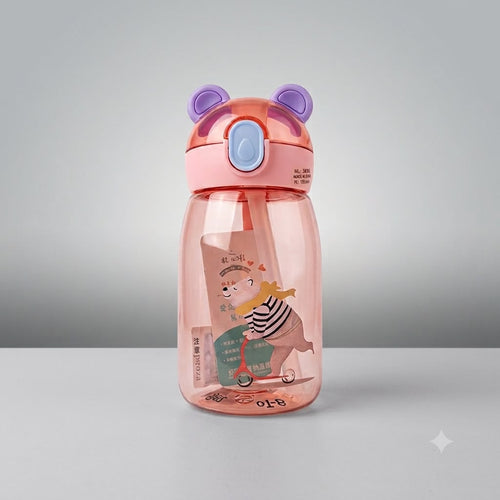Bear Ear Kids Straw Water Bottle