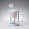 Flower Glass Mug With Straw
