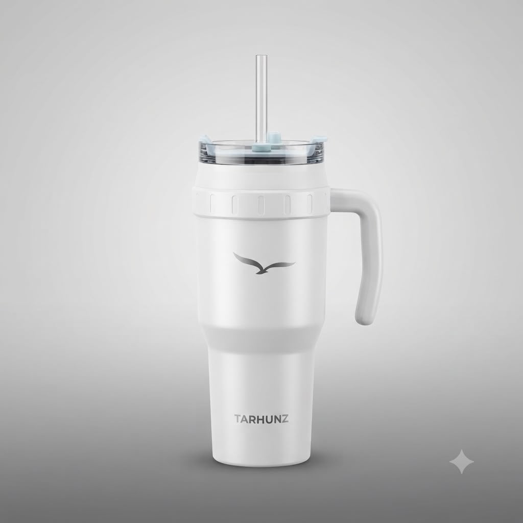 White Handle Trumbler With Handle