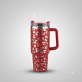 Leopard Print Handle Tumbler With Straw