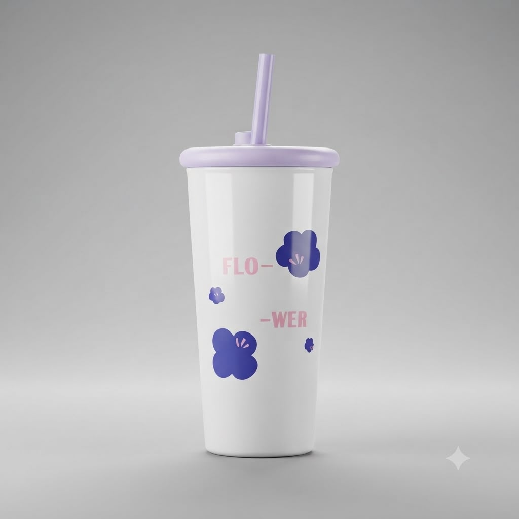 Flower Print Straw Tumbler