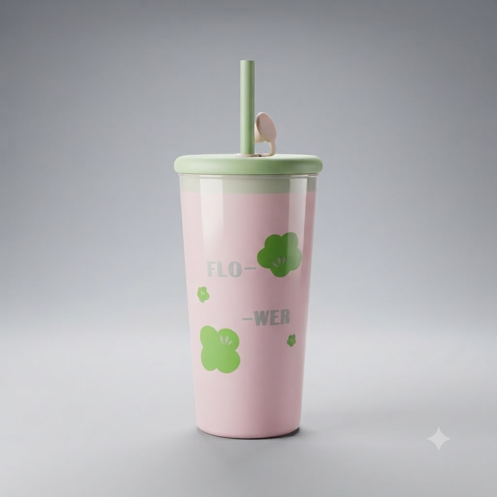 Flower Print Straw Tumbler