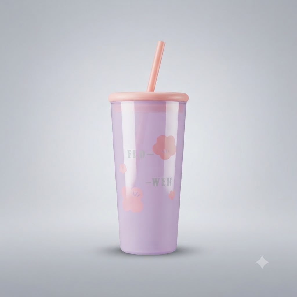 Flower Print Straw Tumbler