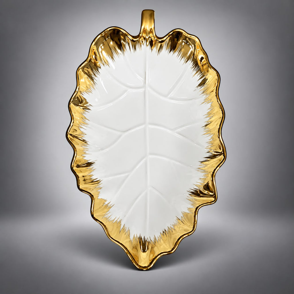 Golden Leaf Serving Tray Set