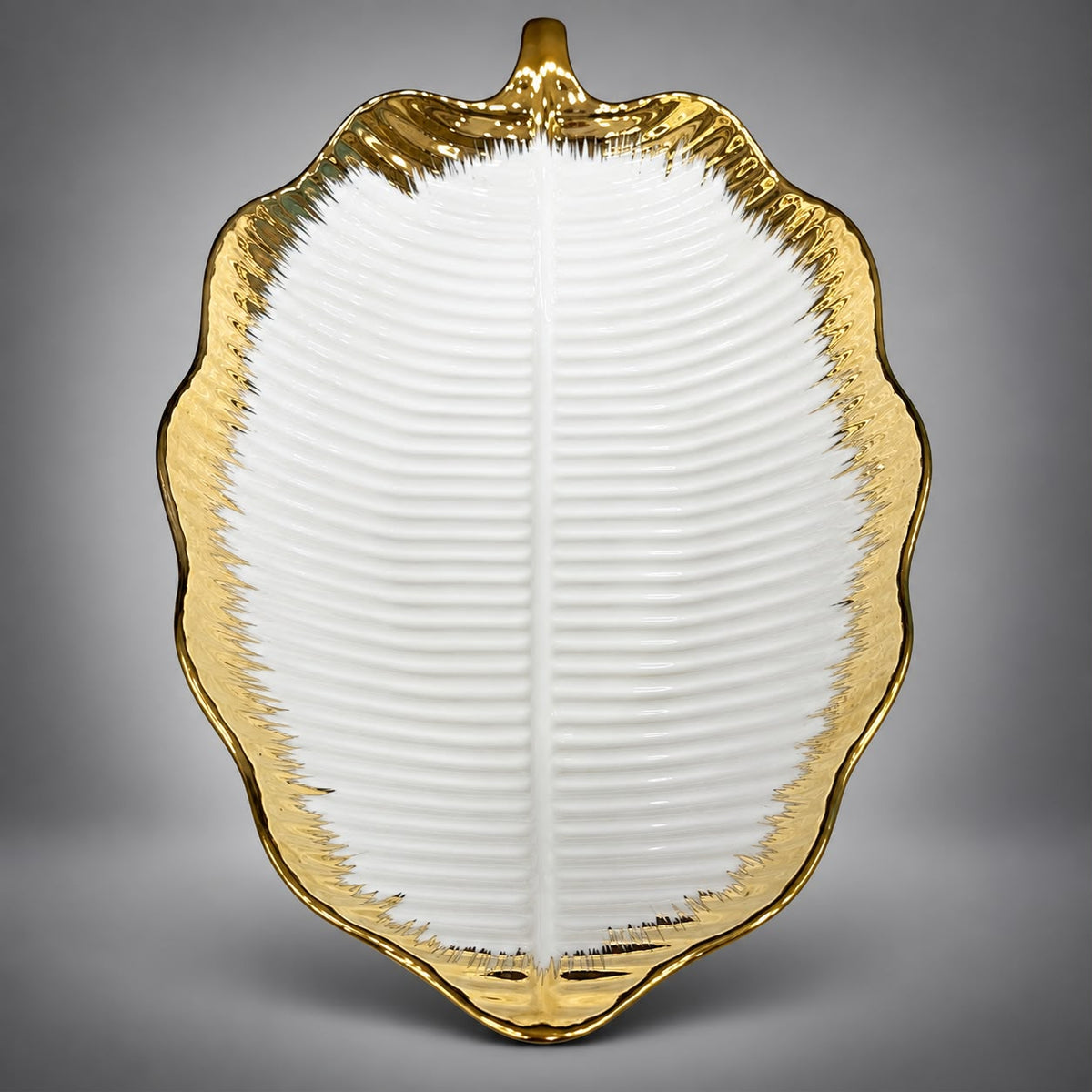 Golden Leaf Serving Tray Set