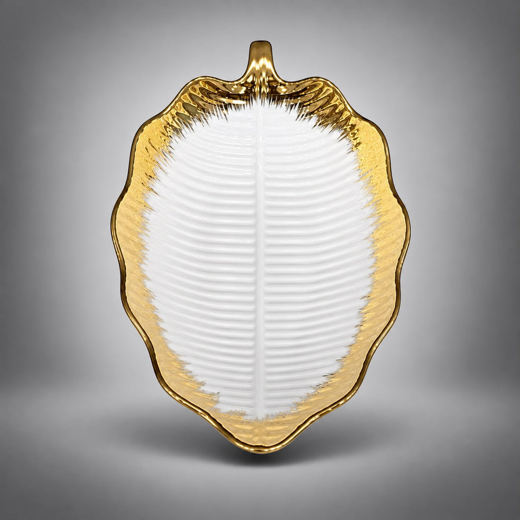 Golden Leaf Serving Tray Set