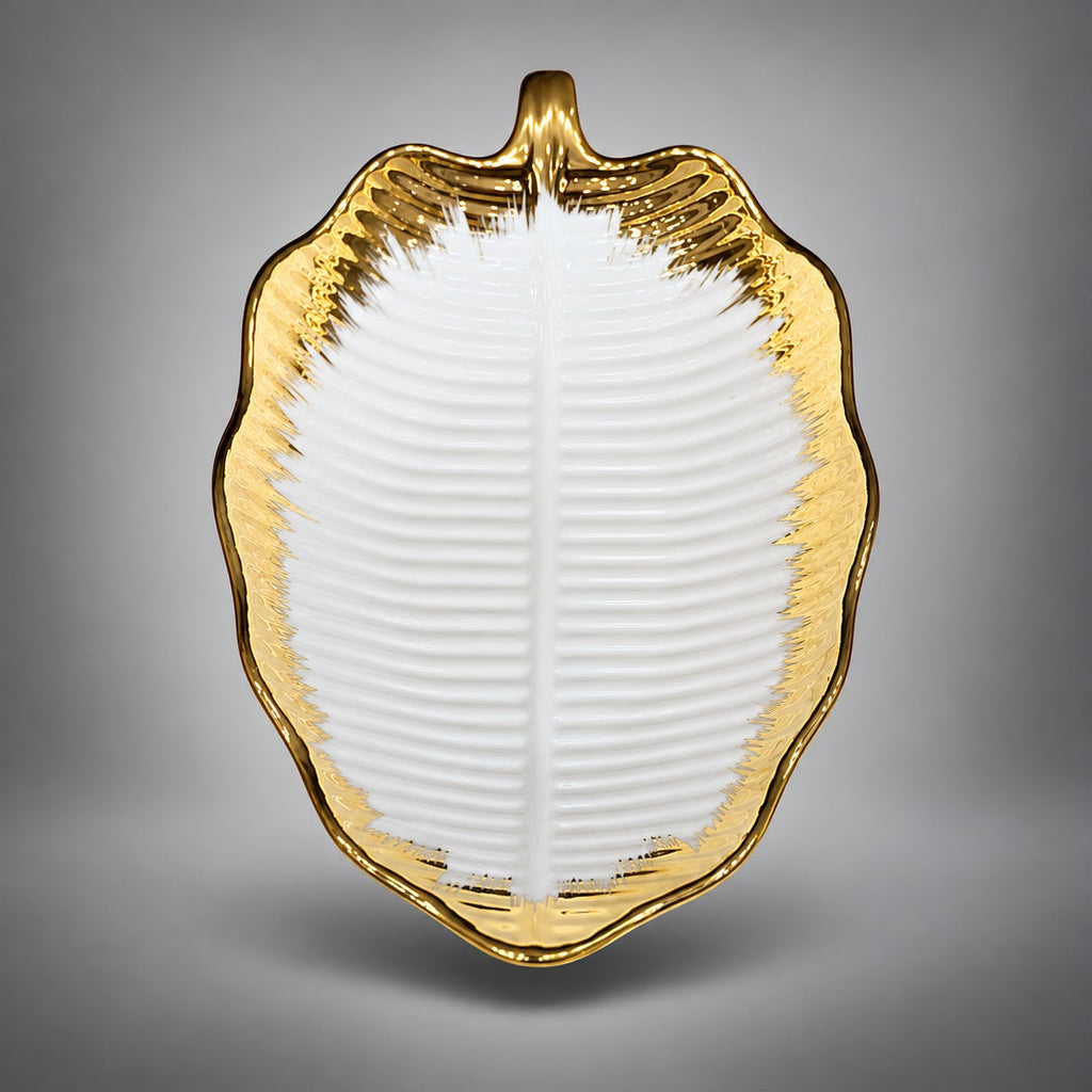 Golden Leaf Serving Tray Set