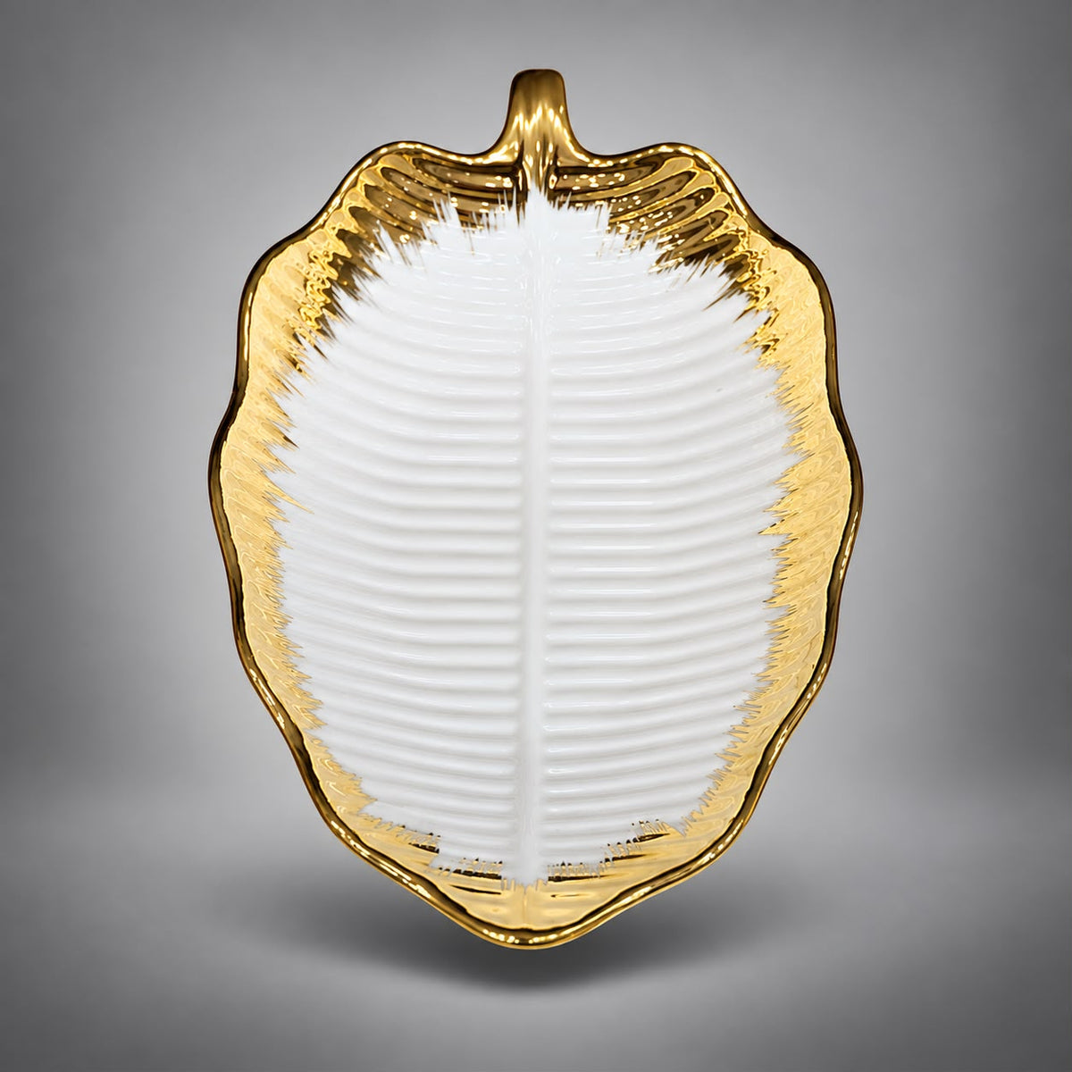 Golden Leaf Serving Tray Set