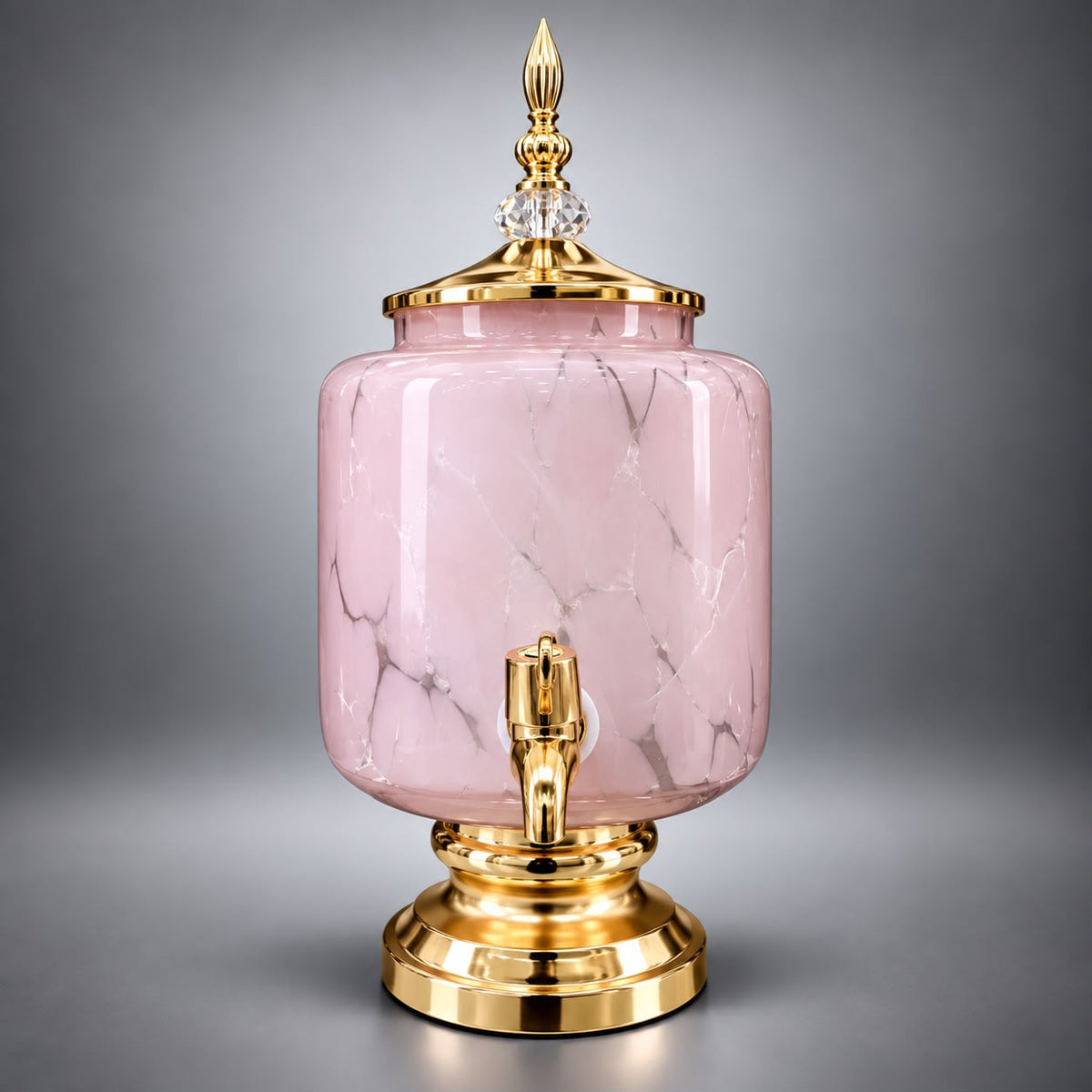 Pink Glass Water & Juice Dispenser