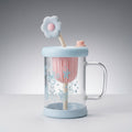Flower Glass Mug With Straw