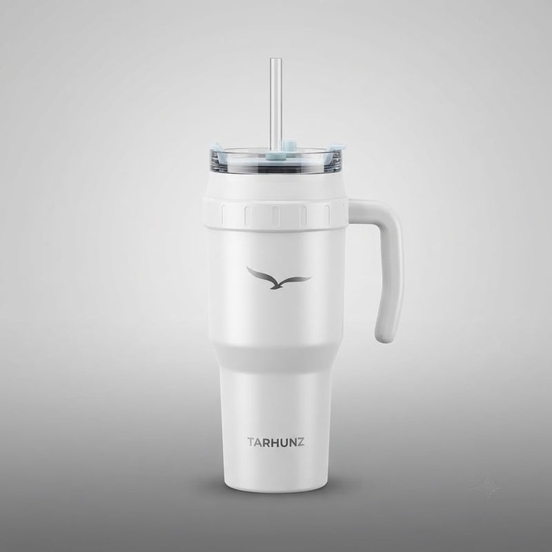 White Handle Trumbler With Handle